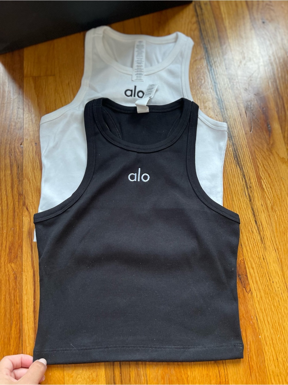 ALO Yoga Kids Ribbed Tank Tops in Black and White - Set of 2